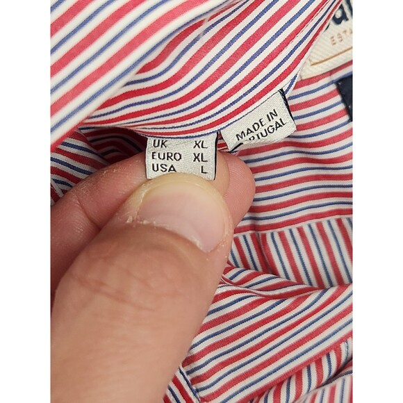 Barbour Skelton Shirt Men's L Long Sleeve Red Striped Button Down Regular Fit - Picture 5 of 8
